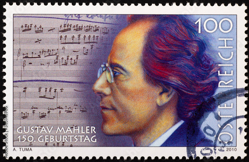 Fotomural Portrait of Gustav Mahler on postage stamp
