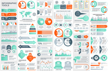 Poster - Bundle infographic elements data visualization vector design template. Can be used for steps, business processes, workflow, diagram, flowchart concept, timeline, marketing icons, info graphics.