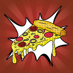 Canvas Print - pizza fast food pop art style