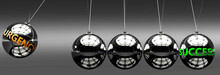 Urgency And Success - The Idea That Urgency Helps To Achieve Success And Happiness In Business, Work And Life Symbolized By English Word Urgency And A Newton Cradle, 3d Illustration