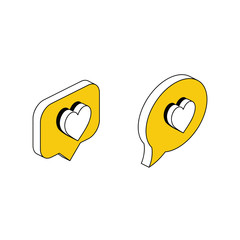 Poster - Bubbles chat heart love. Vector 3d isometric, color web icon, new flat style. Creative illustration design, idea for infographics.