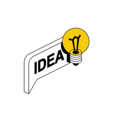 Poster - Bubble Idea lamp. Vector 3d isometric, color web icon, new flat style. Creative illustration design, idea for infographics.