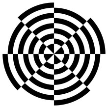 Black And White Circular Stripes Illusive Optical Art, Vector Design