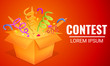 Contest gift box concept banner. Cartoon illustration of contest gift box vector concept banner for web design