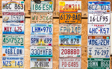 KANAB, UTAH, USA - MAY 25, 2015: License Plates Collage In Public Place On A Street In Kanab Utah USA