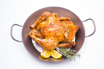 Sticker - Homemade roasted chicken with lemon on white