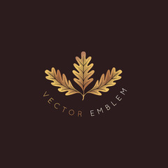 Poster - Vector logo design template with oak leaf - abstract emblem and symbol