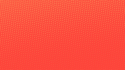 Wall Mural - Red with orange pop art background in retro comic style with halftone dots, vector illustration of backdrop with isolated dots