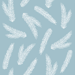 Naklejka na meble Xmas Seamless pattern with Christmas Tree Decorations, Pine Branches hand drawn art design vector illustration.