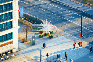 Wall Mural - Street with Christmas decoration in Berlin, Germany in winter.