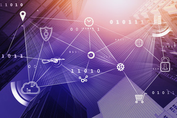 Poster - Purple big data interface in city
