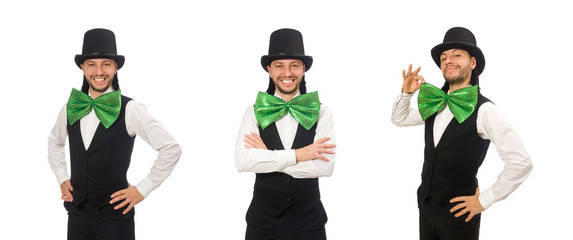 Poster - Man with big green bow tie in funny concept