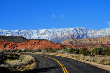 Red rocks and snow