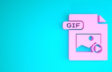 Poster - pink gif file document. download gif button icon isolated on blue background. gif file symbol. minim