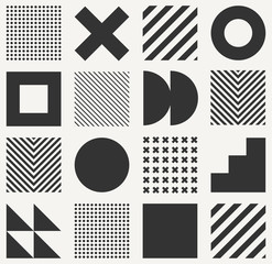 Vector geometric seamless pattern with simple shapes. Abstract minimalistic background.