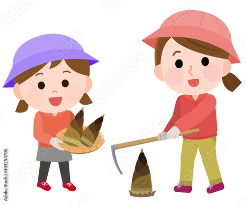 たけのこ狩りをする母娘 イラスト Stock Vector Adobe Stock たけのこ狩りをする母娘 イラスト Stock Vector Adobe Stock