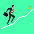 © Budiwae - Business simple vector illustration of a businessman running on graphic chart