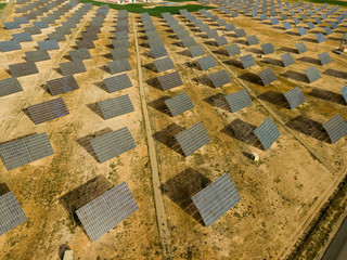 Solar power station. Solar panels in the desert