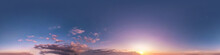 Pink Sky Before Sunset With Beautiful Awesome Clouds. Seamless Hdri Panorama 360 Degrees Angle View With Zenith For Use In 3d Graphics Or Game Development As Sky Dome Or Edit Drone Shot
