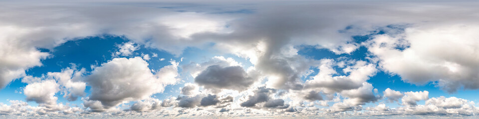 Wall Mural - blue sky with beautiful awesome clouds. seamless hdri panorama 360 degrees angle view with zenith fo