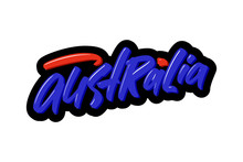 Australia Hand Drawn Modern Brush Lettering. Vector Illustration Logo Text For Webpage, Print And Advertising.