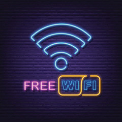 Wall Mural - free wi fi neon signboard