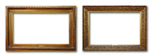 Set Of Three Vintage Golden Baroque Wooden Frames On Isolated Background