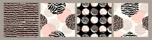Abstract Seamless Patterns With Animal Print. Trendy Hand Drawn Textures
