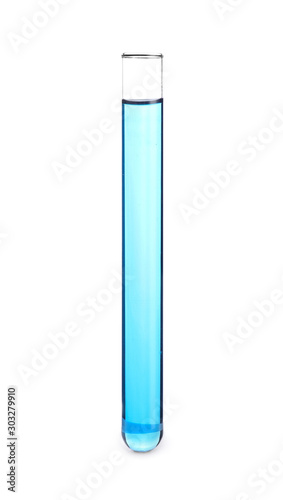 Test tube with sample on white background