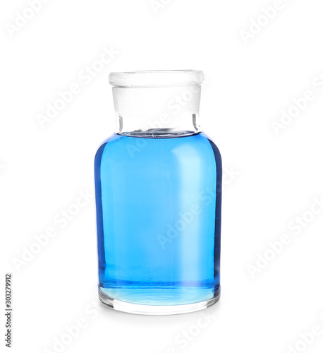 Flask with sample on white background