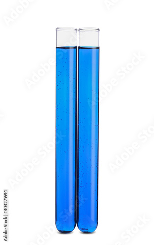 Test tubes with samples on white background
