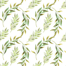 Watercolor Seamless Pattern With Leaves