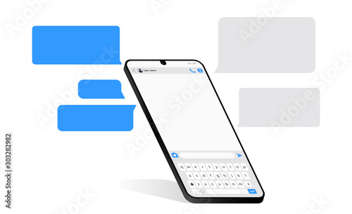 Cuadros en Lienzo Realistic vector smartphone text message vector illustration
