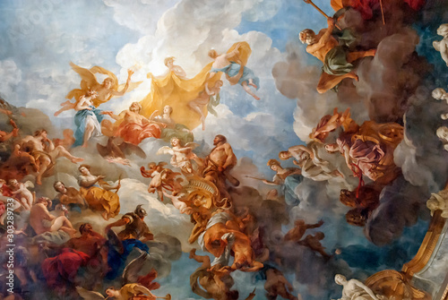 Versailles Paris France December 30 Ceiling Painting In