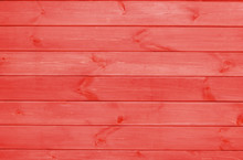 Christmas Red Wooden Background. Horizontal Planks
