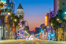View Of World Famous Hollywood Boulevard District In Los Angeles, California, USA