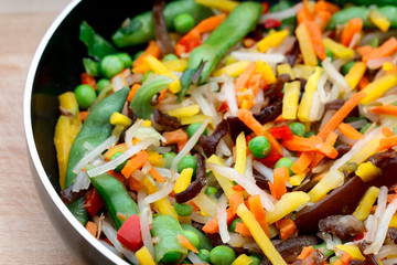 Sticker - Many types of vegetables in a pan.