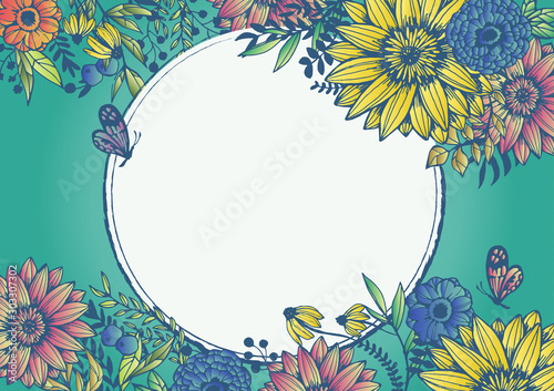 レトロな花柄の背景素材 ポップ 手書きイラスト 青 ターコイズブルー Buy This Stock Illustration And Explore Similar Illustrations At Adobe Stock Adobe Stock