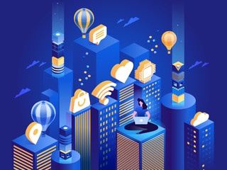 Poster - Technology internet and business isometric concept