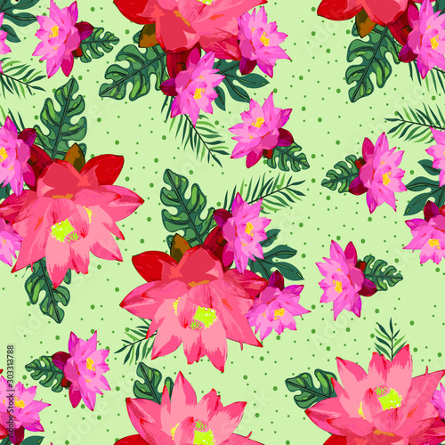 beautiful  flower watercolor draw illustration seamless pattern