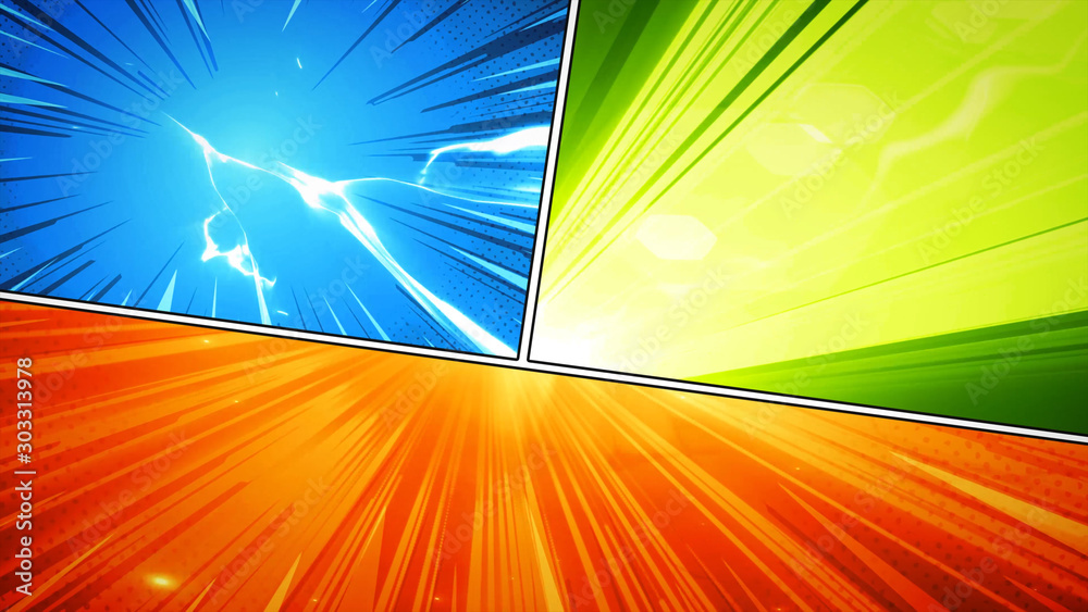 Comic Book Action Layout Background With Power Fx/ Illustration of a ...