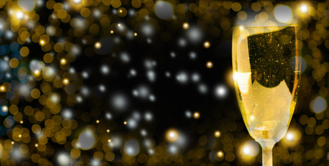 Champagne glasses on abstract background.  Celebrate and new year concept