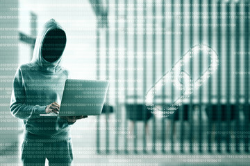 Aufkleber - Hacker with blockchain