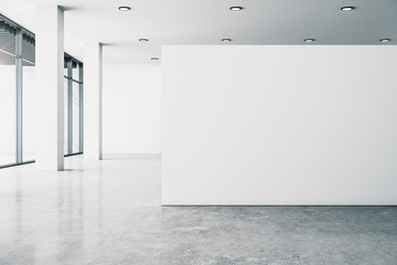 Minimalistic gallery interior with copyspace