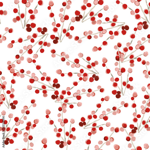 Dekoracja na wymiar  boze-narodzenie-wzor-czerwone-jagody-biale-tlo-ilustracja-wektorowa-projekt-natury
