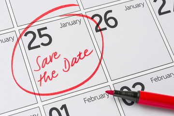 Wall Mural - Save the Date written on a calendar - January 25