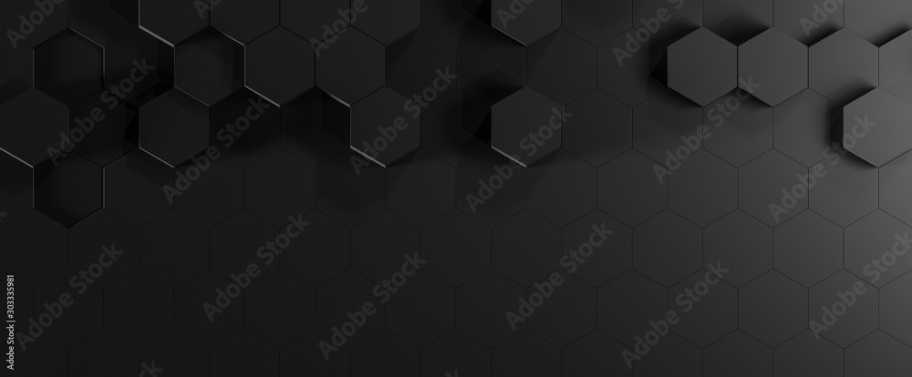 3d BLACK illustration of honeycomb ABSTRACT BACKGROUND, FUTURISTIC ...