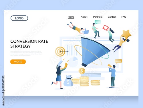 Fotomural Conversion rate strategy vector website landing page design template