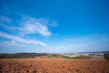 Canvas Print - spring plowed fields for agriculture