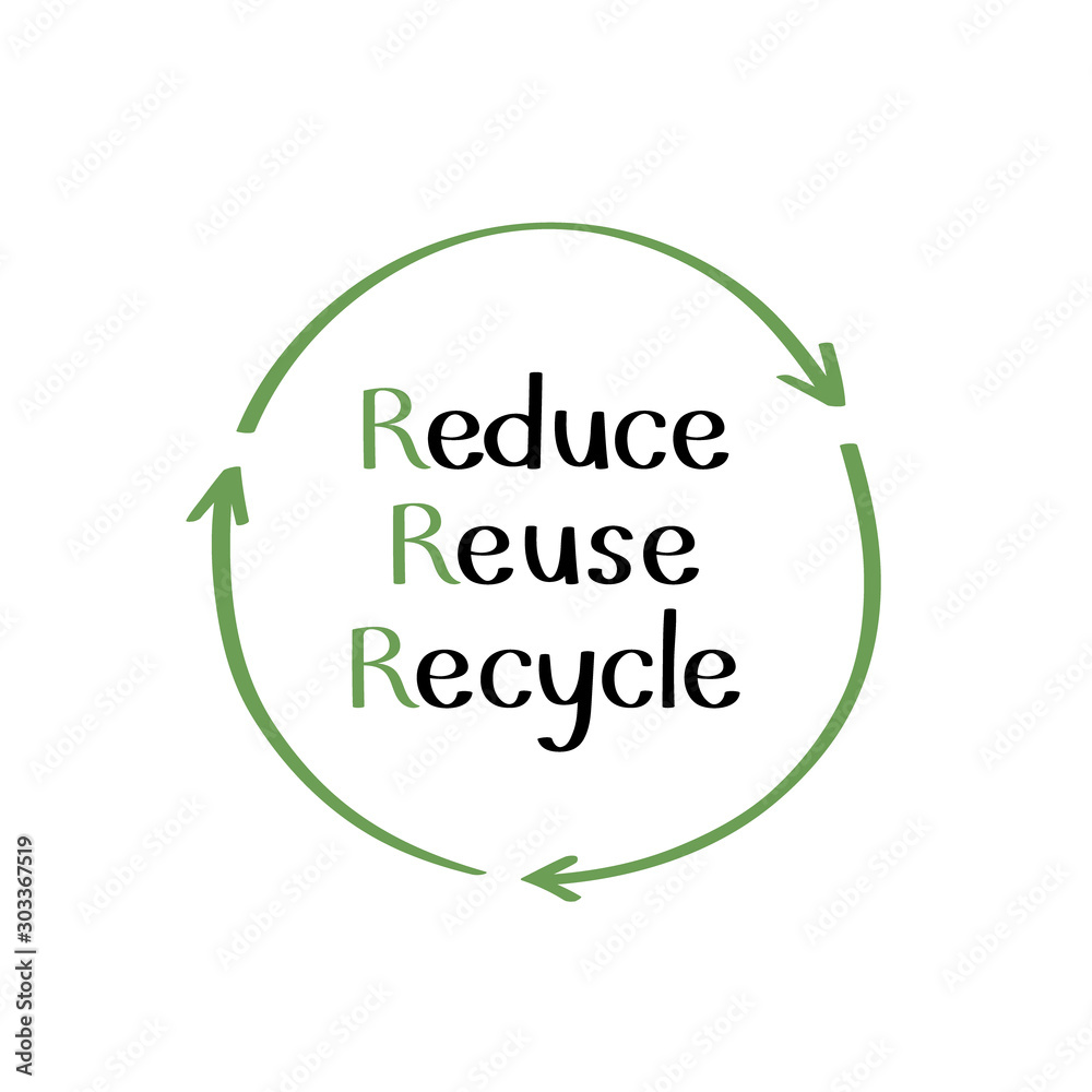 Recycling concept, reduce, reuse, recycle text. Zero waste, environment ...